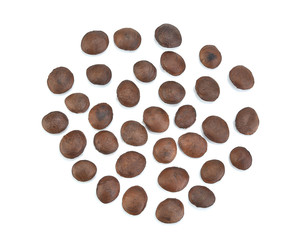 sacha inchi, sacha mani or star inca peanut seed on white background
