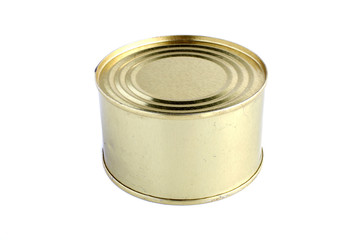 blank metal food can path isolated. canned food.