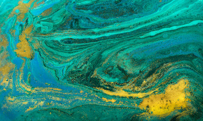 Green and gold marbling ripple of agate.