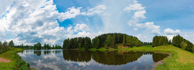 Panorama of village pond