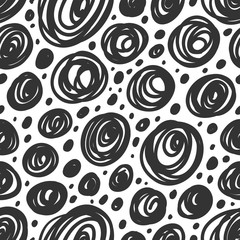 Vector seamless monochrome pattern. Vector hand drawn scandinavian style illustration design. 