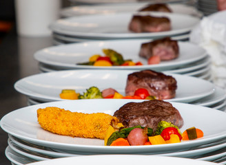 french dish breaded beef with vegetables and potatoes