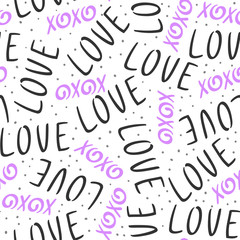 Love Vector seamless pattern for social media content. Vector hand drawn illustration design. 