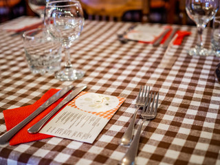Italian home restaurant. Table setting.