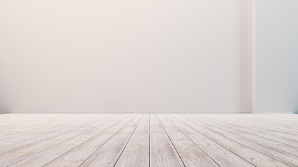 Empty floor with white walls and floor. Empty room studio gradient used for background and display your product. 3d illustration