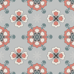 Vector geometric floral seamless pattern