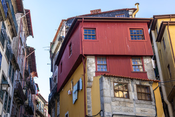 Fototapeta na wymiar Old houses in Ribeira district of Porto, Portugal