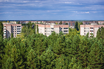 Blocks of houses in Pripyat ghost town of Chernobyl Exclusion Zone, Ukraine