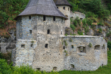 Fototapeta na wymiar Polish Tower, one of the towers and gates of old city walls in Kamianets Podilskyi, Ukraine
