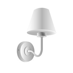 Vector illustration of a lamp with a shade for the wall on a white background. Monochrome illustration of lamp