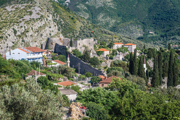 Obraz premium Fortress in Stari Bar village, seen from a mount near Bar city in Montenegro