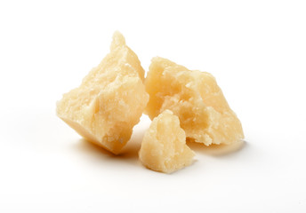 pieces of parmesan isolated - obrazy, fototapety, plakaty
