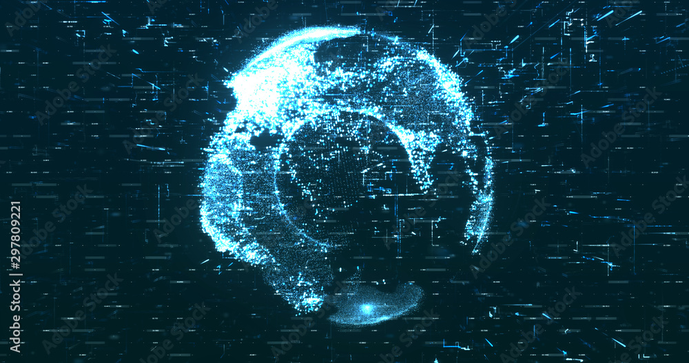 Wall mural digital space world 3d data earth background