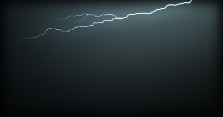 Lightning strikes on a black background with realistic reflections