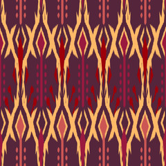 Ikat Seamless Pattern Design. Ethnic fabric. Bohemian fashion. Vector illustration.