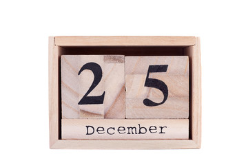 Christmas Eve Date On Calendar. December 25. Christmas Decorations. Isolated.