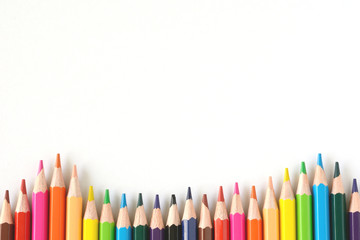 Color pencils on white background