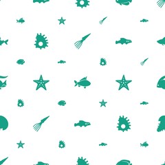 aquatic icons pattern seamless white background