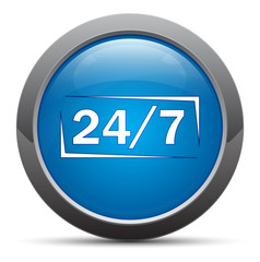 24/7 icon premium blue round button vector illustration