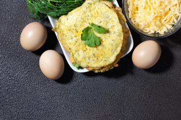 Waffles with eggs, cheese and dill. Chaffle