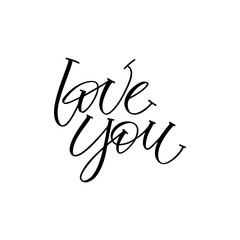 Love you - calligraphy script lettering phrase with serif