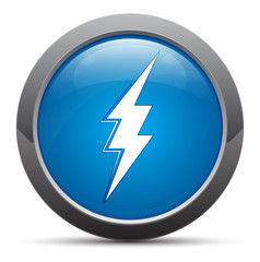 Lightning icon premium blue round button vector illustration