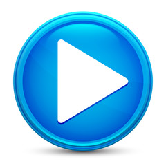 Play icon glass shiny blue round button isolated design vector illustration
