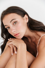 Portrait of a beautiful sensual young brunette woman