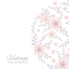 Floral clipart frame template with pink flowers