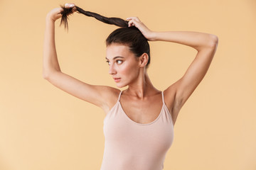 Portrait of a beautiful sensual young brunette woman