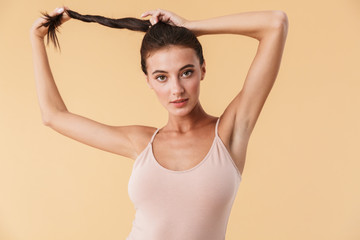 Portrait of a beautiful sensual young brunette woman