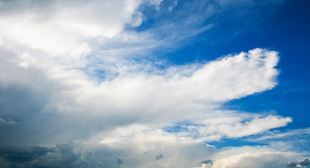 White and gray clouds on a blue sky