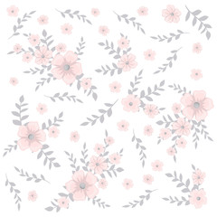 Floral pink pattern with flowers and leaves