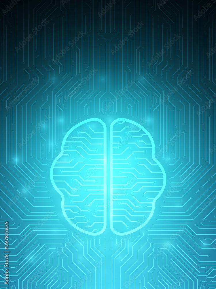 Poster technology brain circuit poster.cyberspace poster,cyber robot processor background,connect circuit p