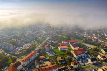 Bjelovar over clouds from above 
