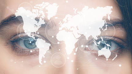 A close up portrait of a beautiful brunette Earth eyes