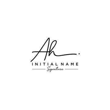 Letter AH Signature Logo Template Vector