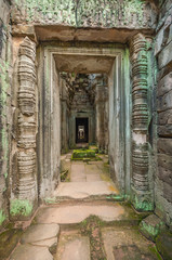 Fototapeta na wymiar Ancient buddhist khmer temple in Angkor Wat, Cambodia. Preah Khan temple