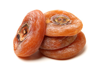 dried persimmon on white background 