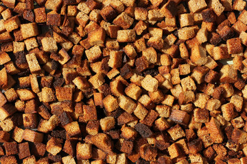 Rusks made of bread. Black bread. Background