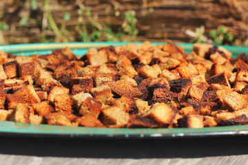 Rusks made of bread. Black bread. Food