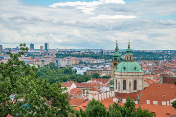 Panoramic scenic view of Prague city skyline, Prague, Czech Republic