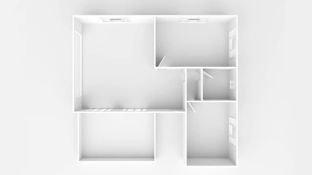 3d interior illustration rendering of white empty home apartment