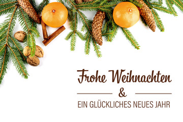 Frohe Weihnachten und ein gluckliches Neues Jahr, Christmas postcard