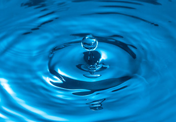 blue glass colored water drop splash