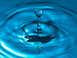 Naklejka na ściany i meble blue glass colored water drop splash