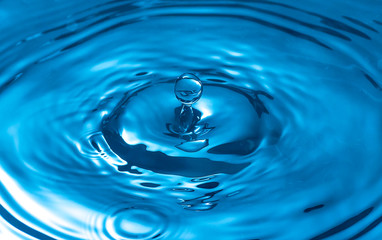 blue glass colored water drop splash