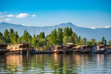 House boats on the dal lake in Srinagar (Kashmir, India)