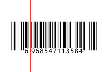 Symbols and icons. Realistic Barcode icon with scanner. 