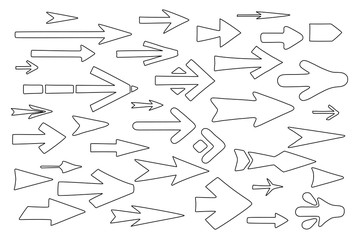 Arrow pointers hand-drawn outline vector set